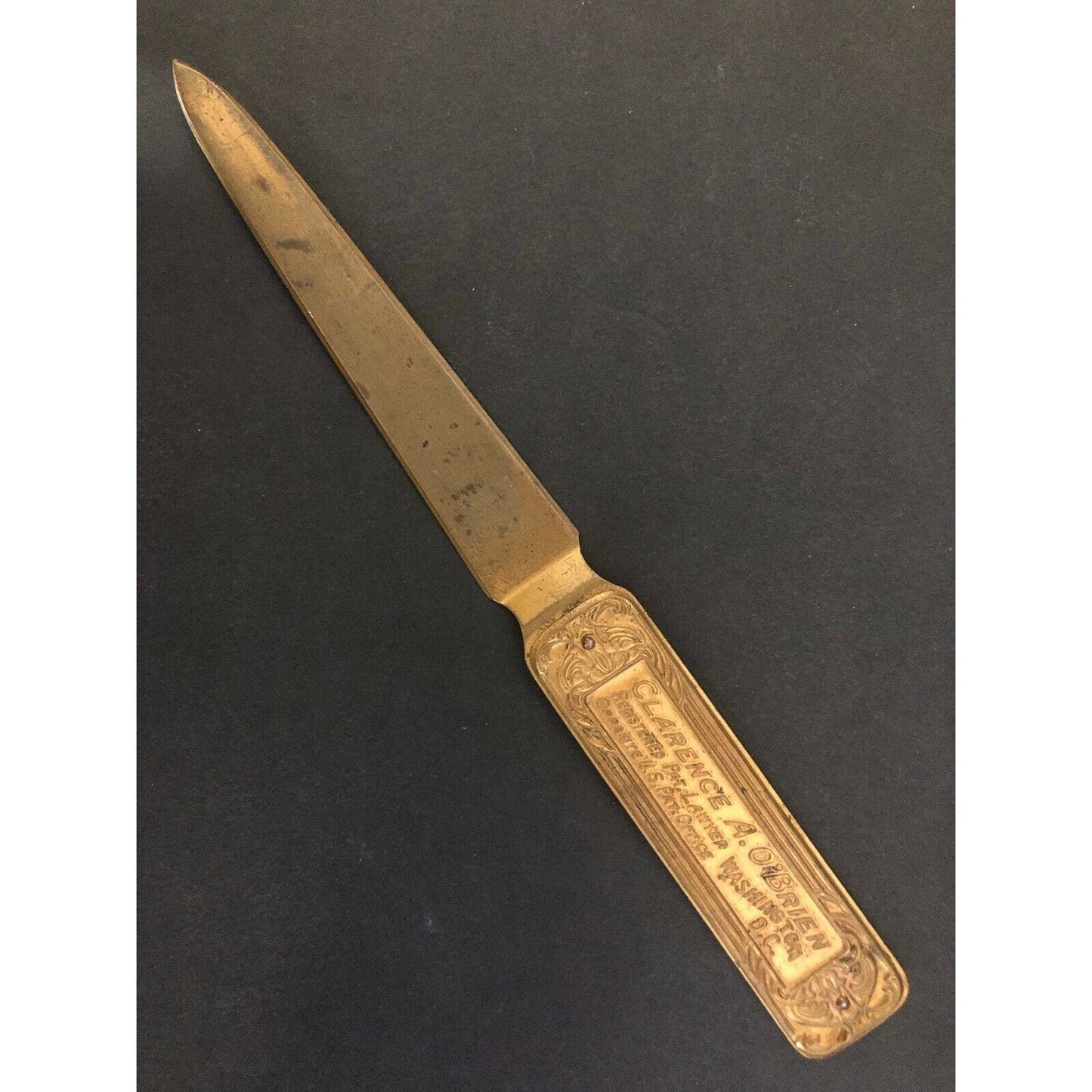 c1920's-30's 8.5" "Clarence A. O'Brien" Trade Mark Washington ADV Letter Opener