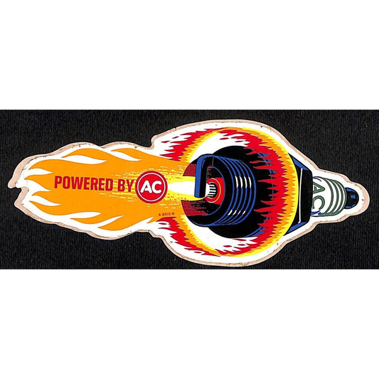AC Spark Plugs Flames Performance Auto Racing Sticker 2" x 5" - c1970
