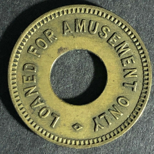 Loaned For Amusement Only - Property of O.K. Vender Brass Donut Token 21mm