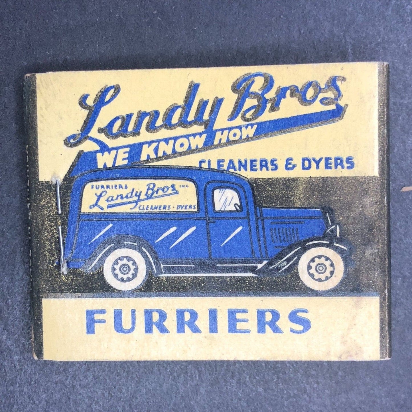 Landy Bros. Cleaners (Buffalo ?) Furriers Dyers Full Matchbook c1930's-40's VGC