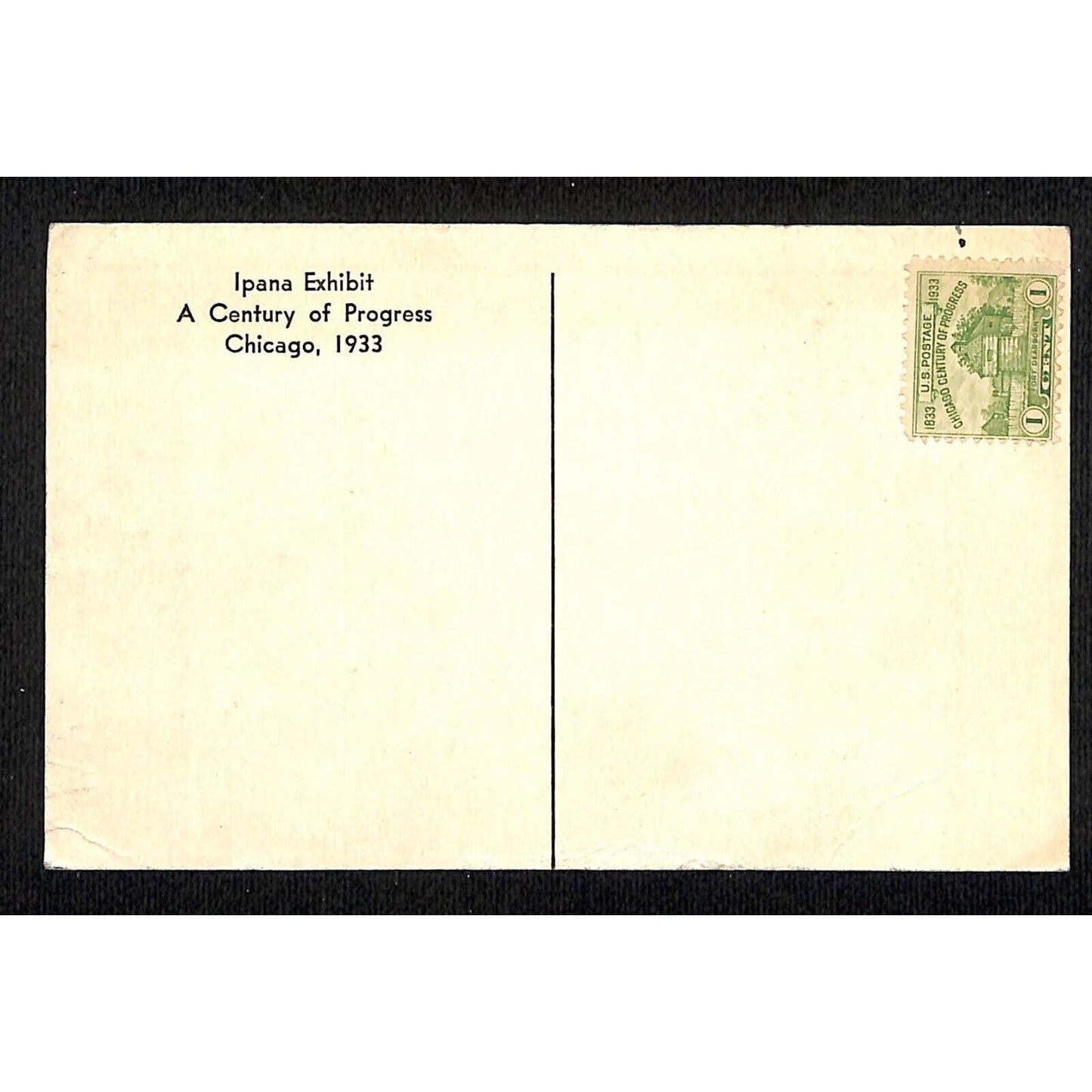 Bristol-Meyers Ipana Exhibit Postcard 1933 Chicago World's Fair Stamp Scarce