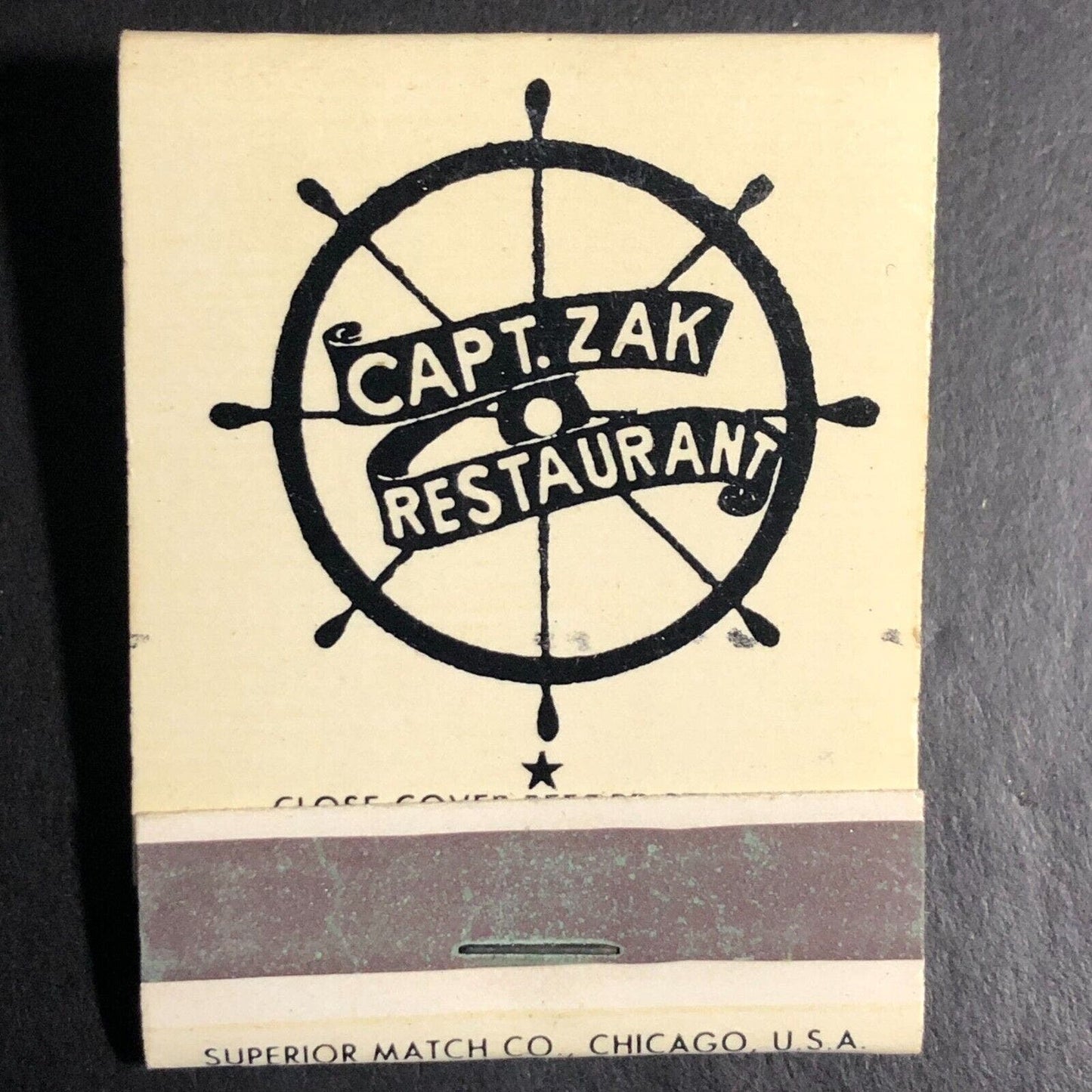 Capt. Zak Restaurant St Petersburg Beach FL Full Matchbook c1966-73 VGC Scarce
