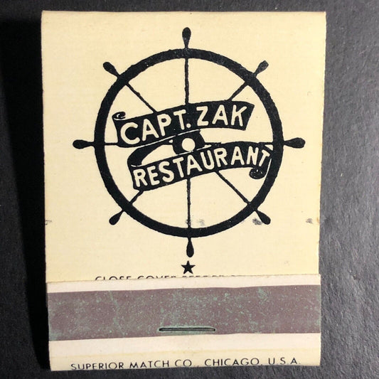 Capt. Zak Restaurant St Petersburg Beach FL Full Matchbook c1966-73 VGC Scarce