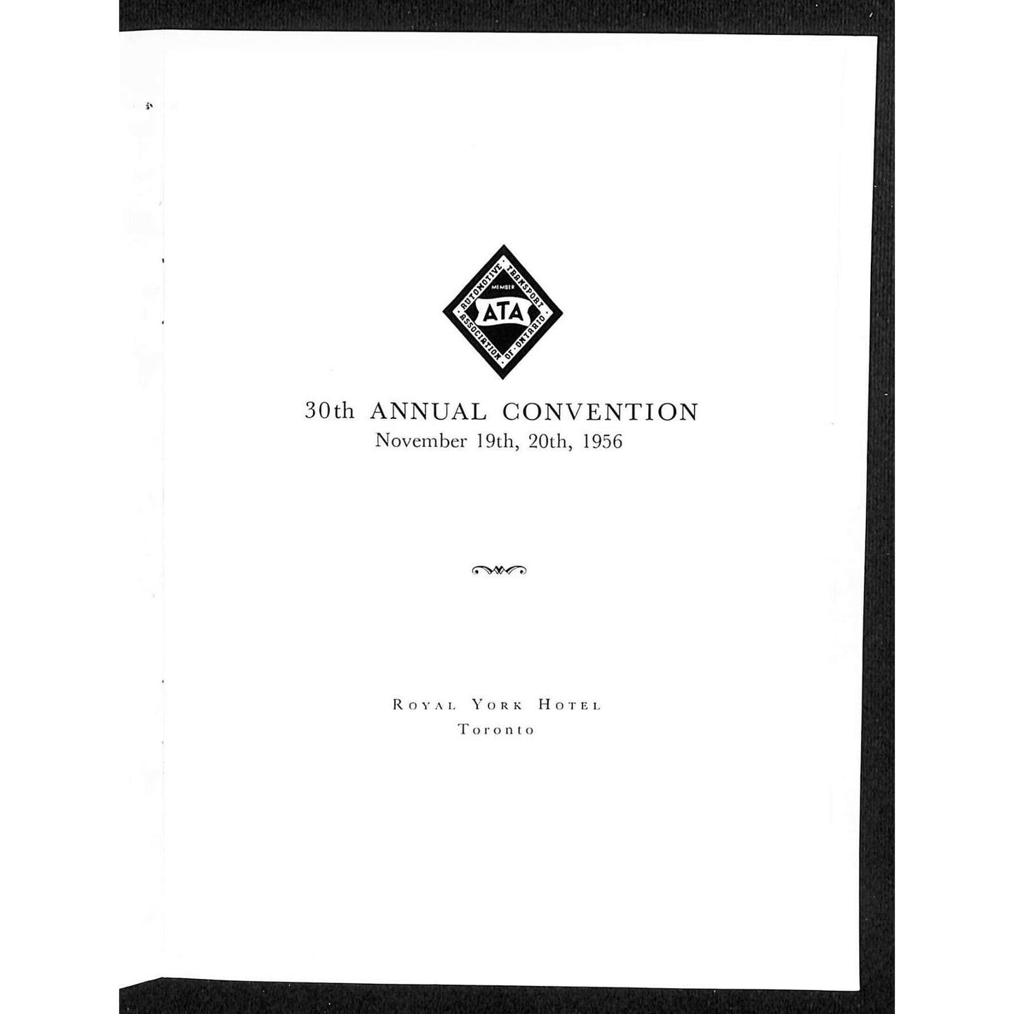 1956 Goodyear Menu Automotive Transport Assoc. of Ontario 30th Annual Banquet