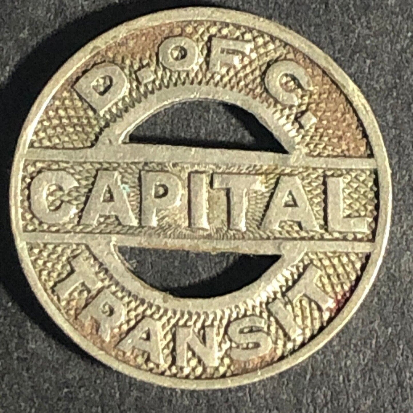 Capital Transit Dist. of Col. D. of C. One Fare WM Transit Token 16.44mm