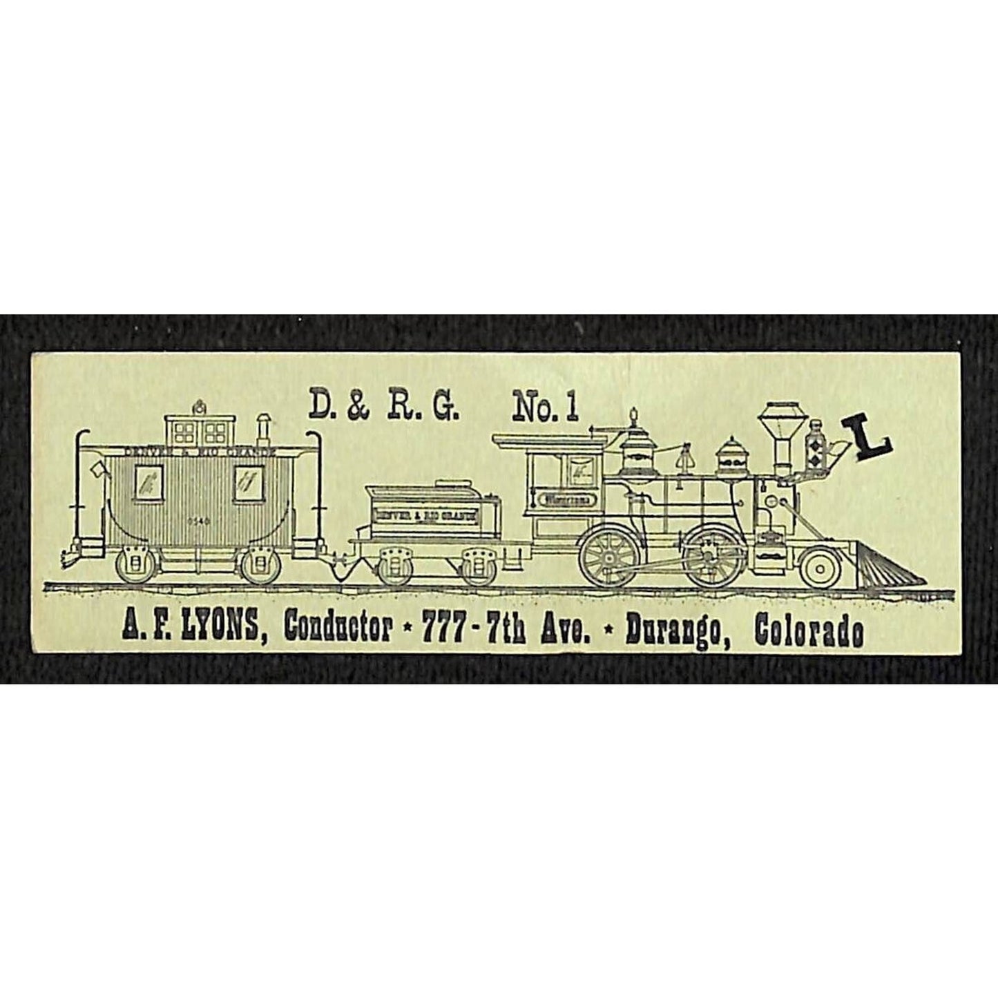 Denver & Rio Grande Western Scenic Line Souvenir ? Fare Seat Check - Conductor