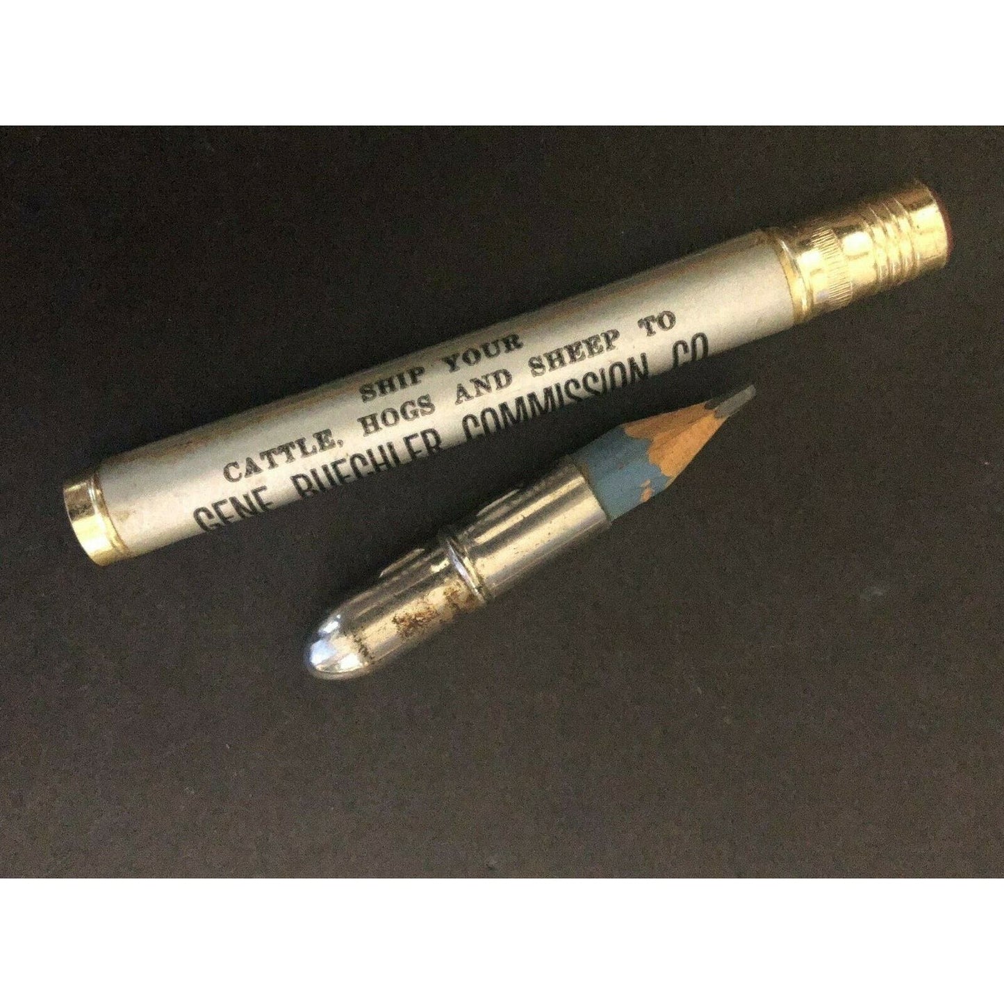 c1930's-40's "Buechler National Stock Yards Upton, IL" Advertising Bullet Pencil