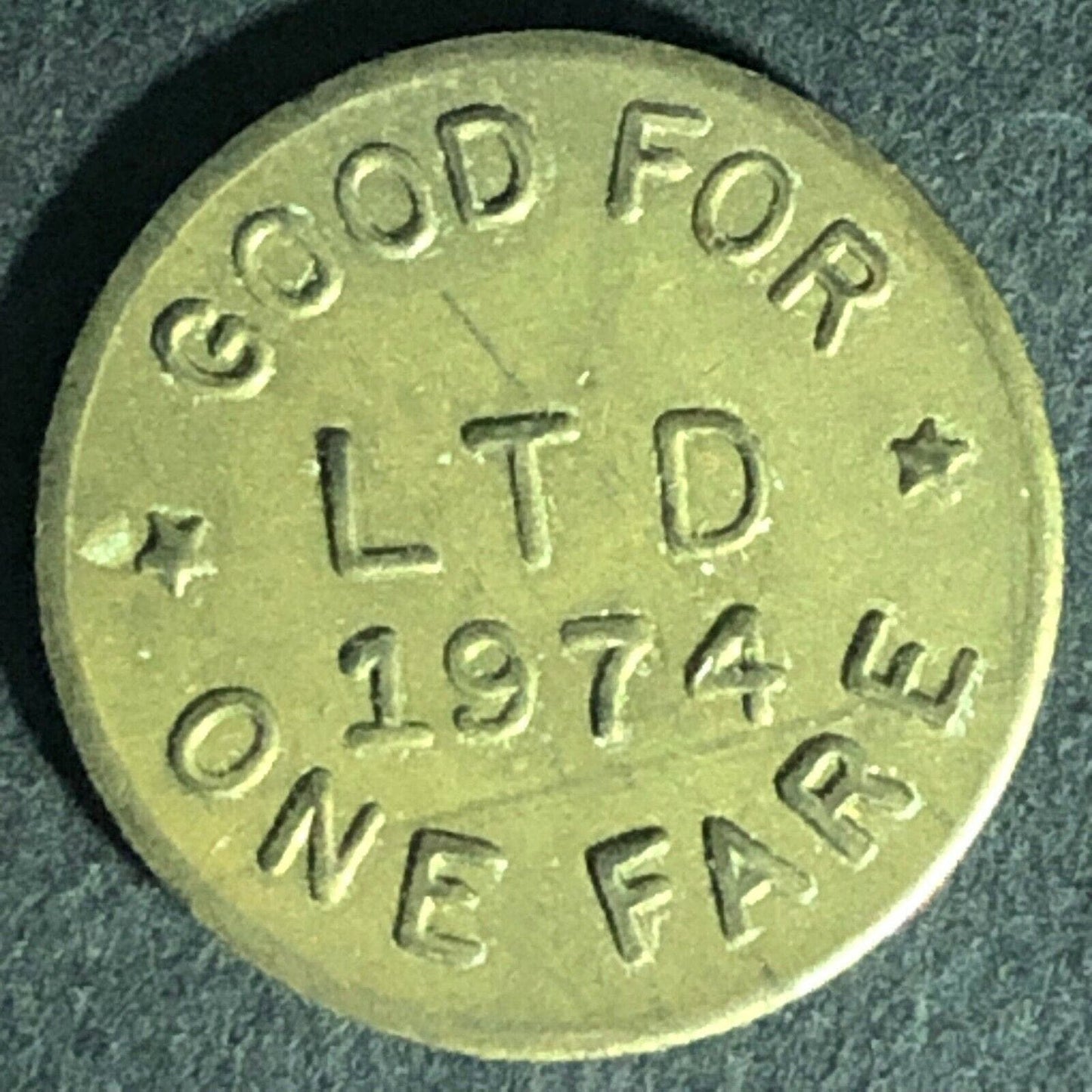 Vintage Lane Transit District Eugene ORE G/F One Fare Transit Token 16.5mm 1974