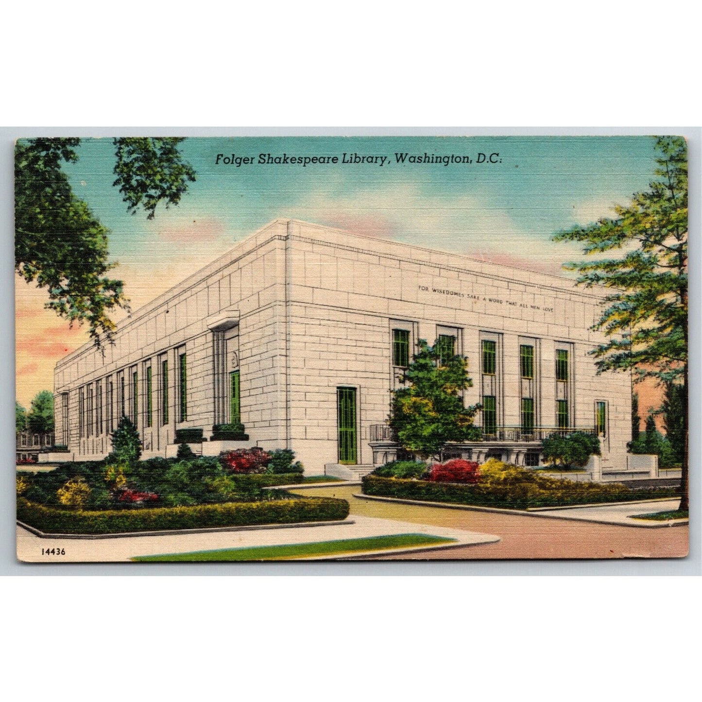 Vintage Linen Postcard Folger Shakespeare Library, Washington DC Unposted VGC
