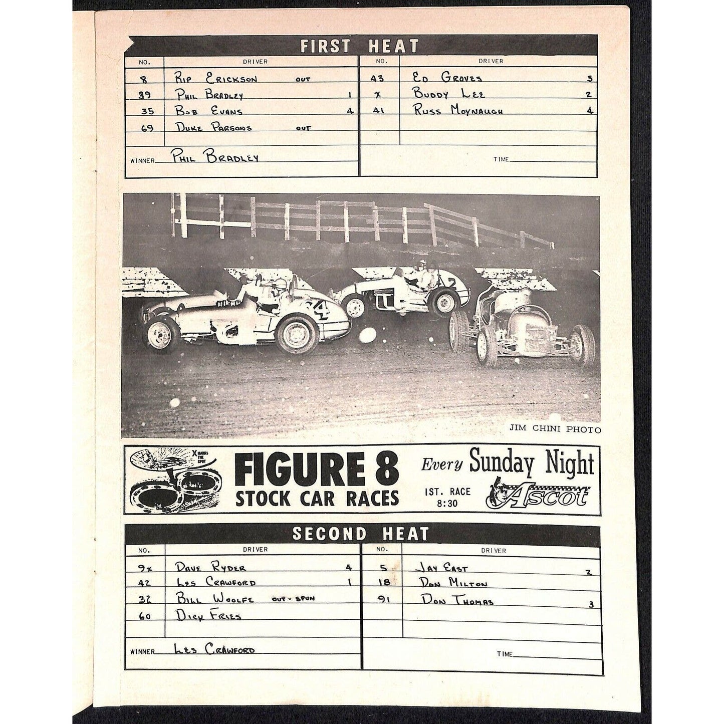 Scarce Aug 19 1964 Big Car Auto Racing CRA Program Miss Ascot Gardena, CA 10pp.