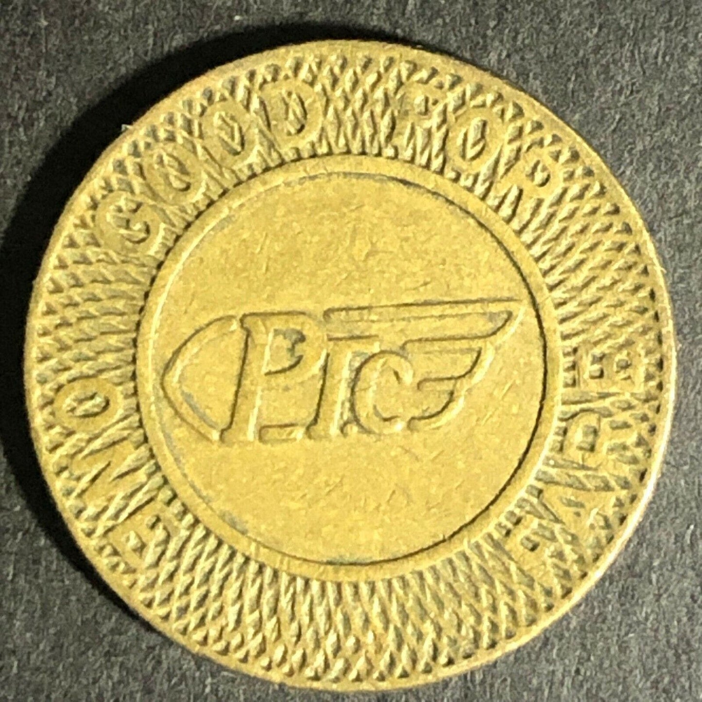 Brass G/F One Fare Transit Token Philadelphia Transportation Co. PTC 20mm (1836)