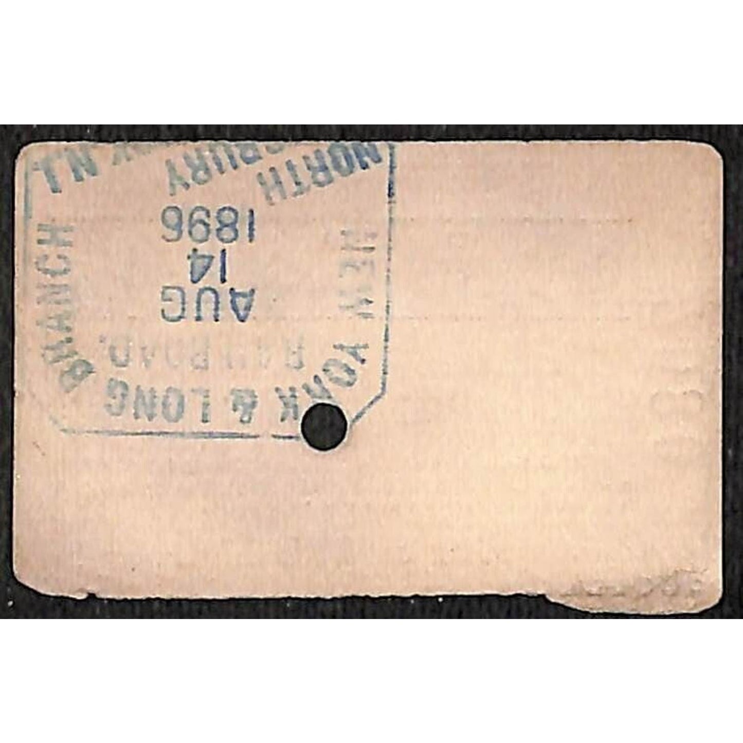 New York & Long Branch Railroad 1896 Ticket N. Asbury Park AC Highlands #7080