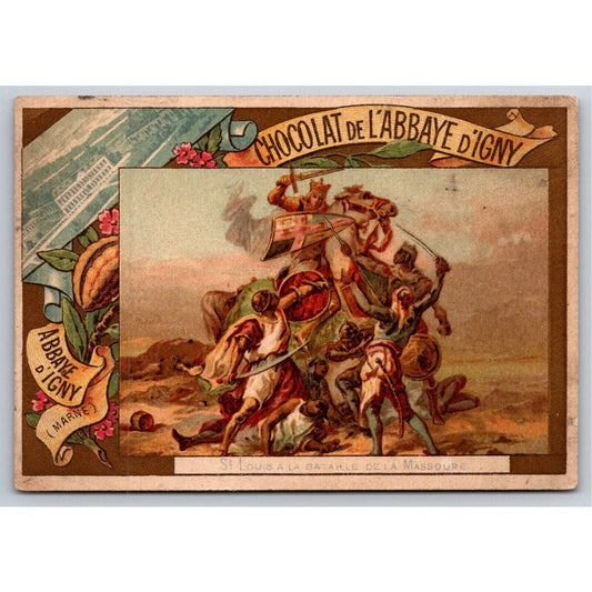 French Victorian Trade Card Chocolate St Louis Echappe A LA Six Sarrazins....