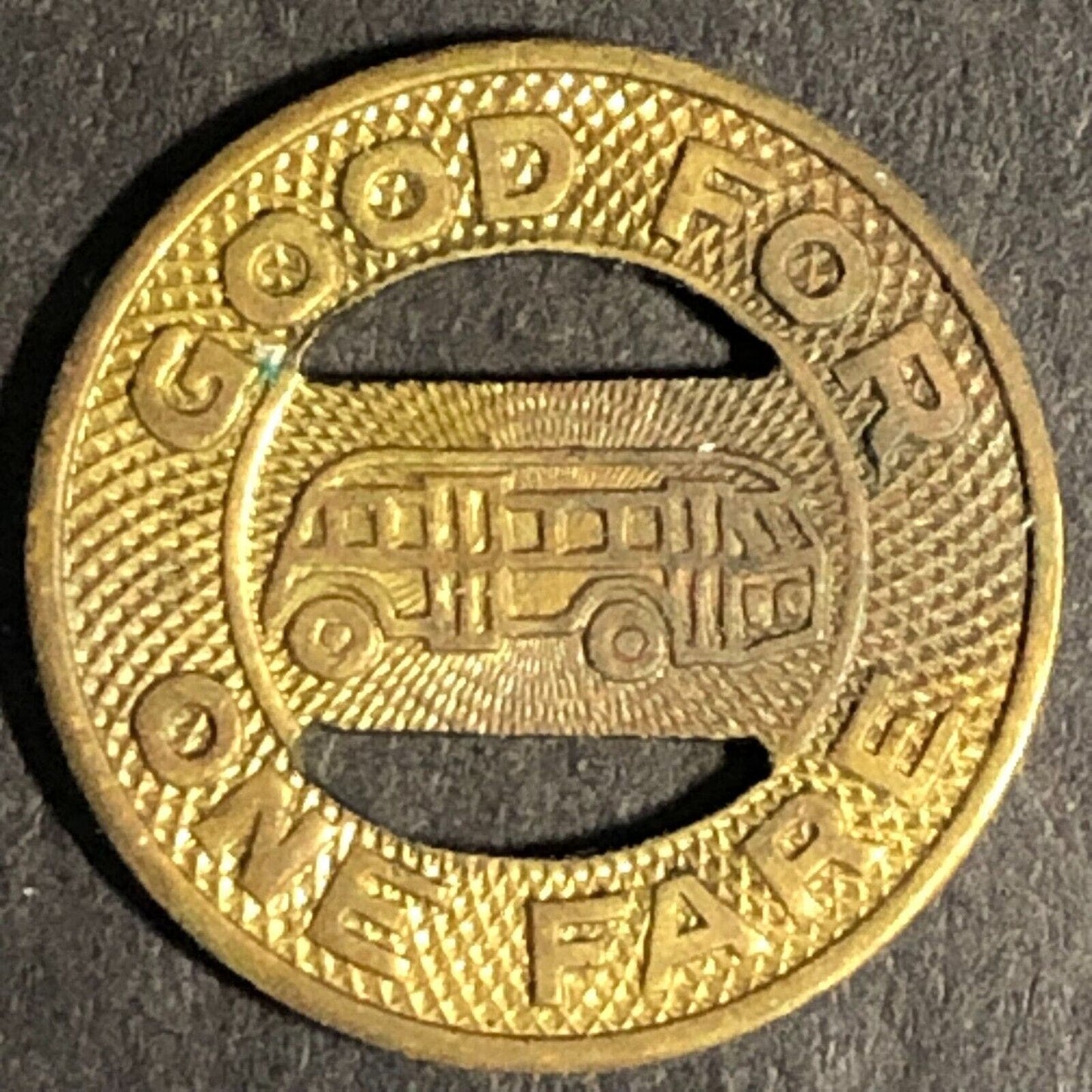 Bellingham (Washington) Transit BTC Brass G/F One Fare Token 16mm - w/ Bus