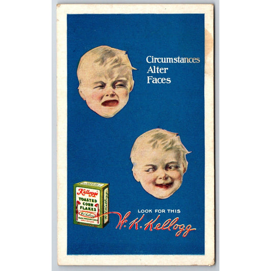 Kellogg Toasted Corn Flakes Advertising Postcard c1915-20's w/ Crying Baby VGC
