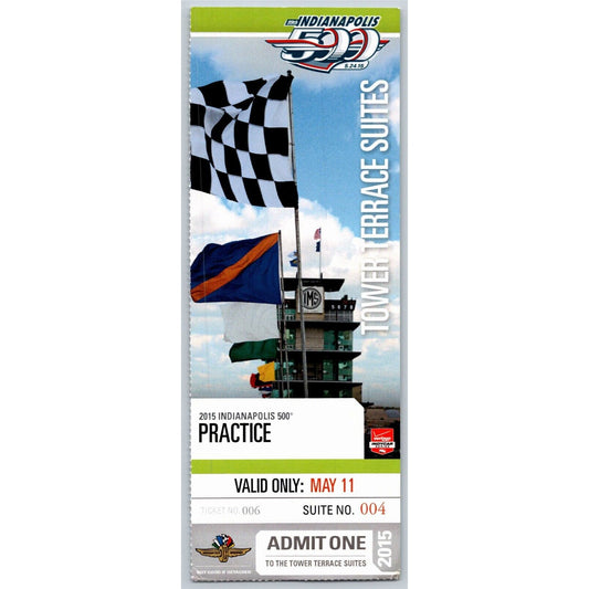 2015 Indy 500 Practice Day Ticket Stub Pagoda Suite Two Indianapolis #6