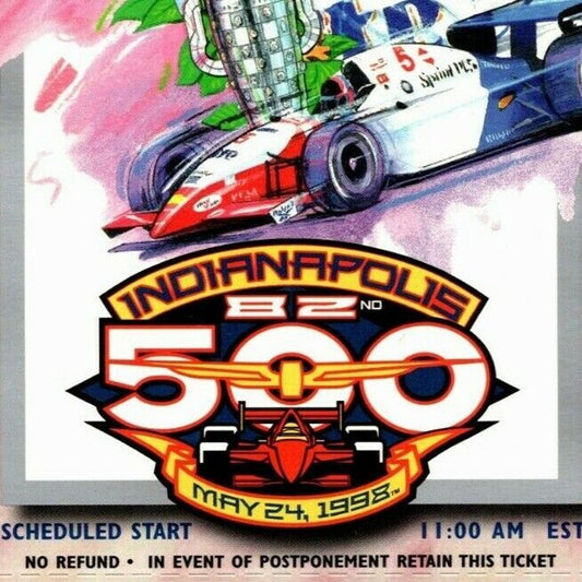 Indy 500 1998 Ticket Stub "Indianapolis 500" $65 Adm. Seat 11