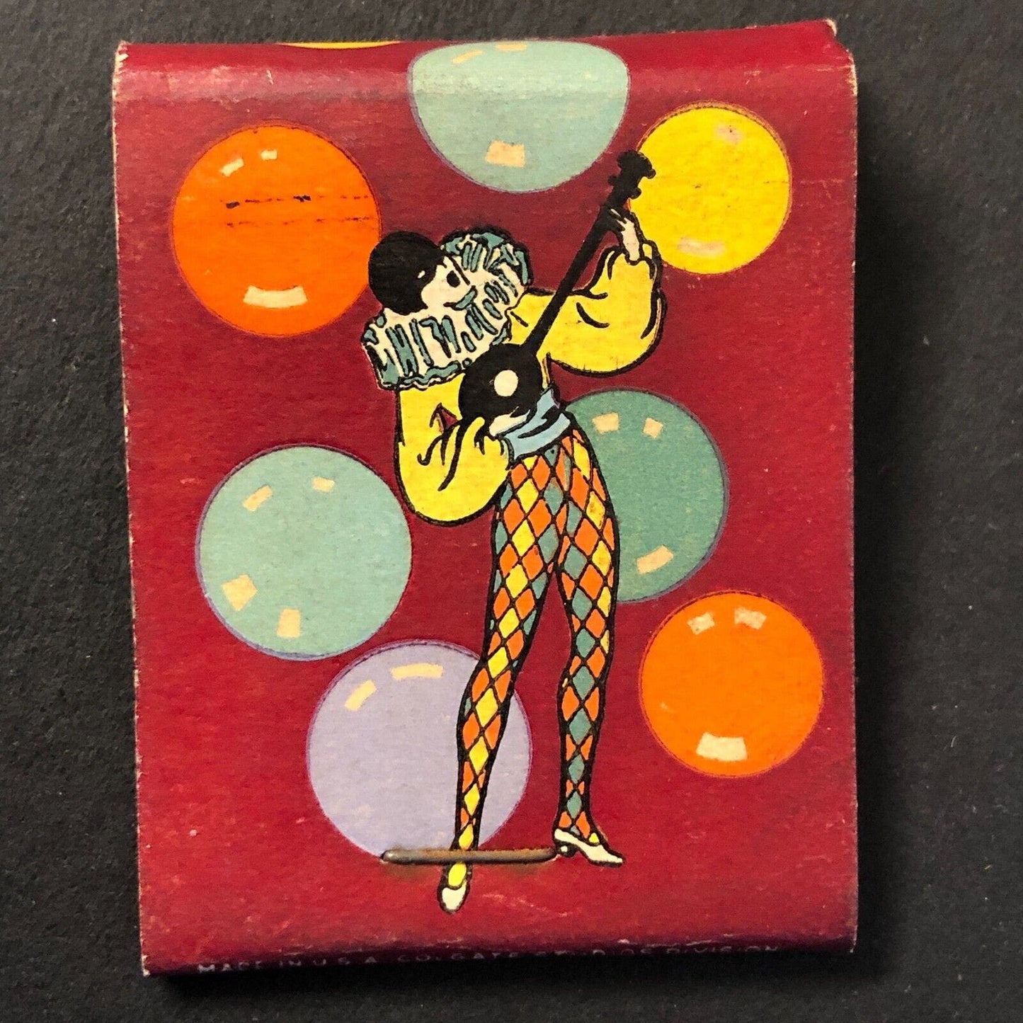 Card Game Scoring Near Full (-1) Matchbook c1935 Harlequin Jester