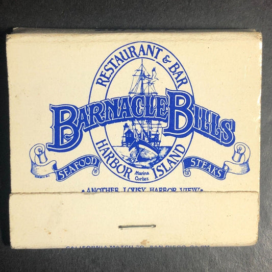 Barnacle Bill's Restaurant Marina Cortez Tall Ship Full Matchbook c1975-85