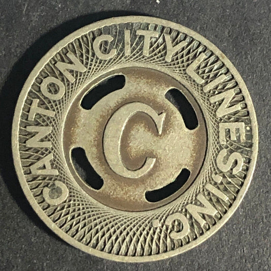 Canton City Lines Inc. "C" G/F One Fare Brass Transit Token - 22.7mm