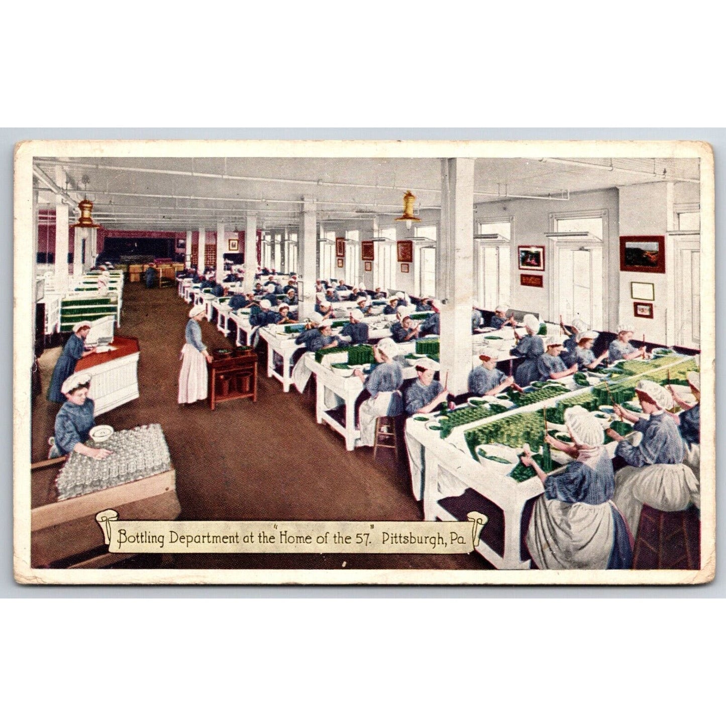 Heinz Bottling Department Women Work At Table Advertising Postcard PM 1920