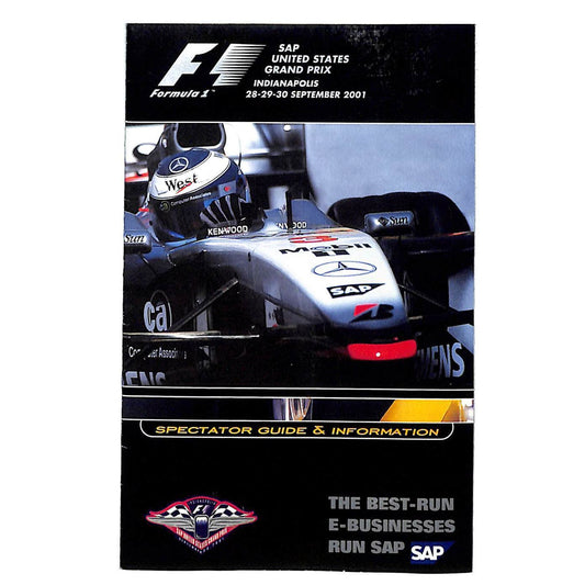 2001 F1 SAP USGP Grand Prix Racing Spectator Guide & Info Booklet 12pp VGC