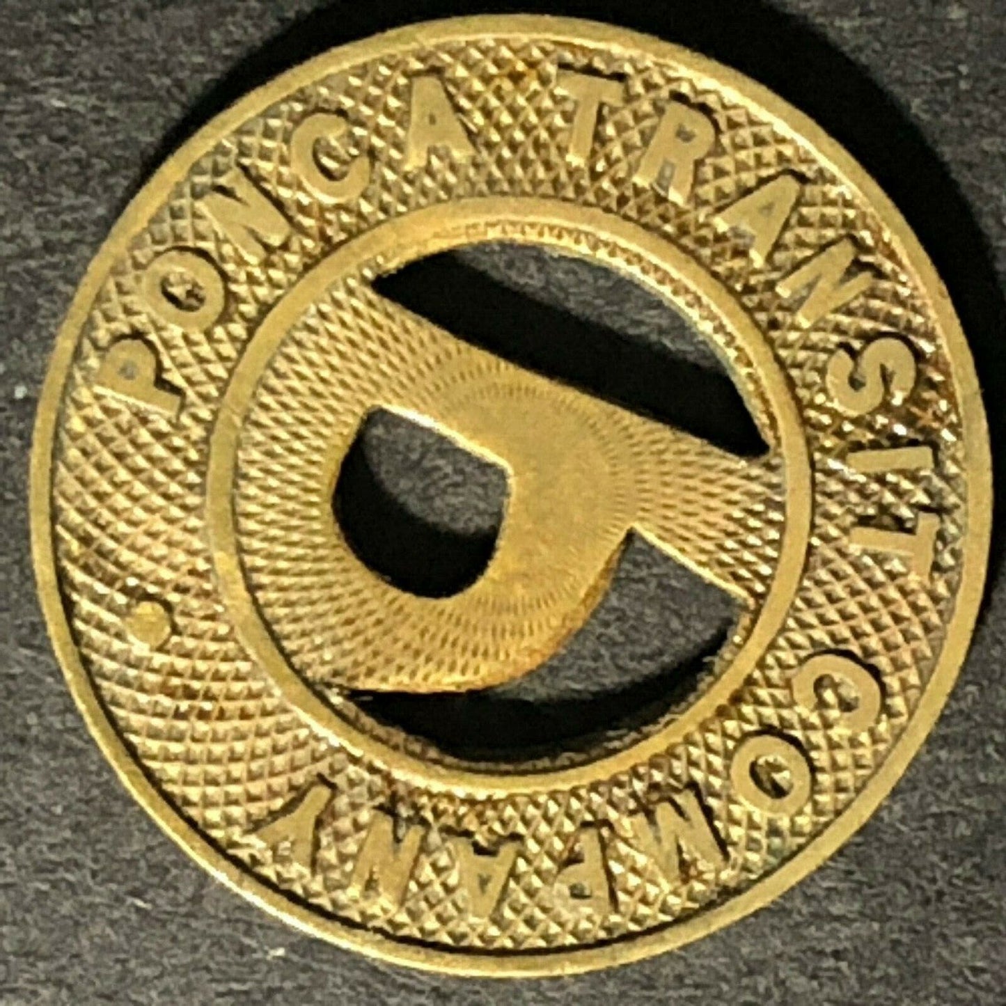 Scarce Ponca Transit Co. Oklahoma Brass G/F One Fare Token 16mm