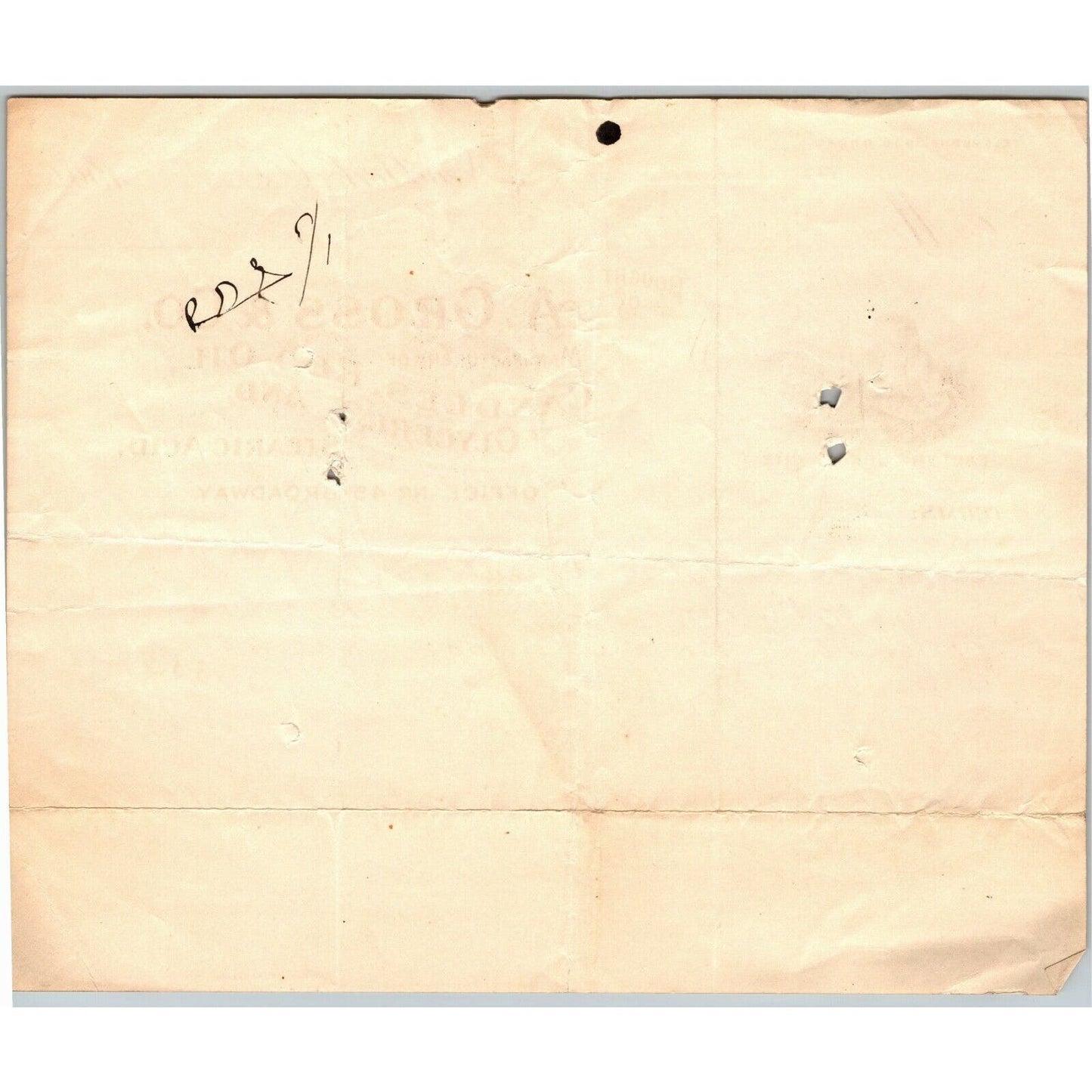 A. Gross & Co.1904 Letterhead NY, NY Candles Red Oil Glycerine Stearic Acid