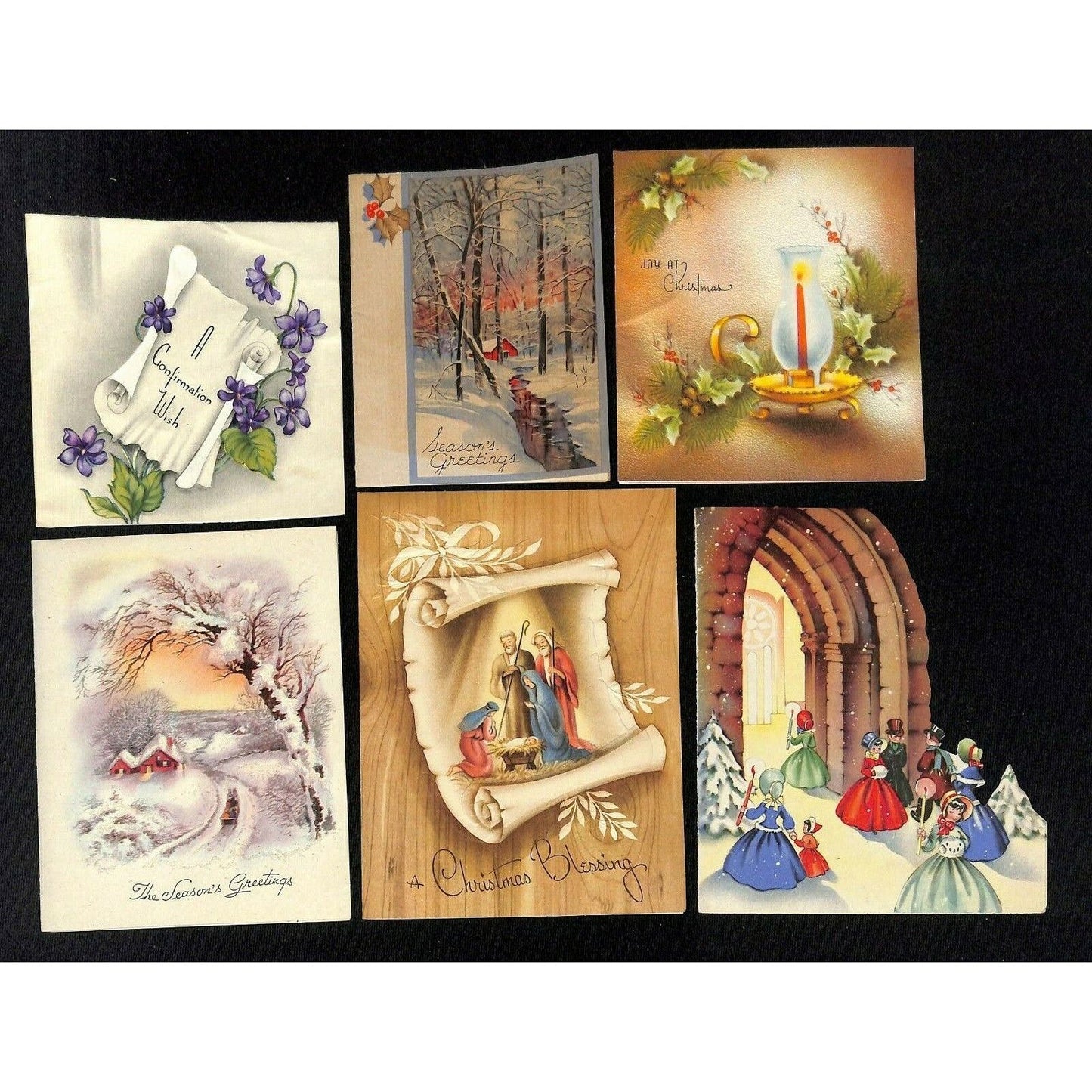 Group of 27 Vintage c1930's-50's Mostly Christmas Cards & Single Sheet Art