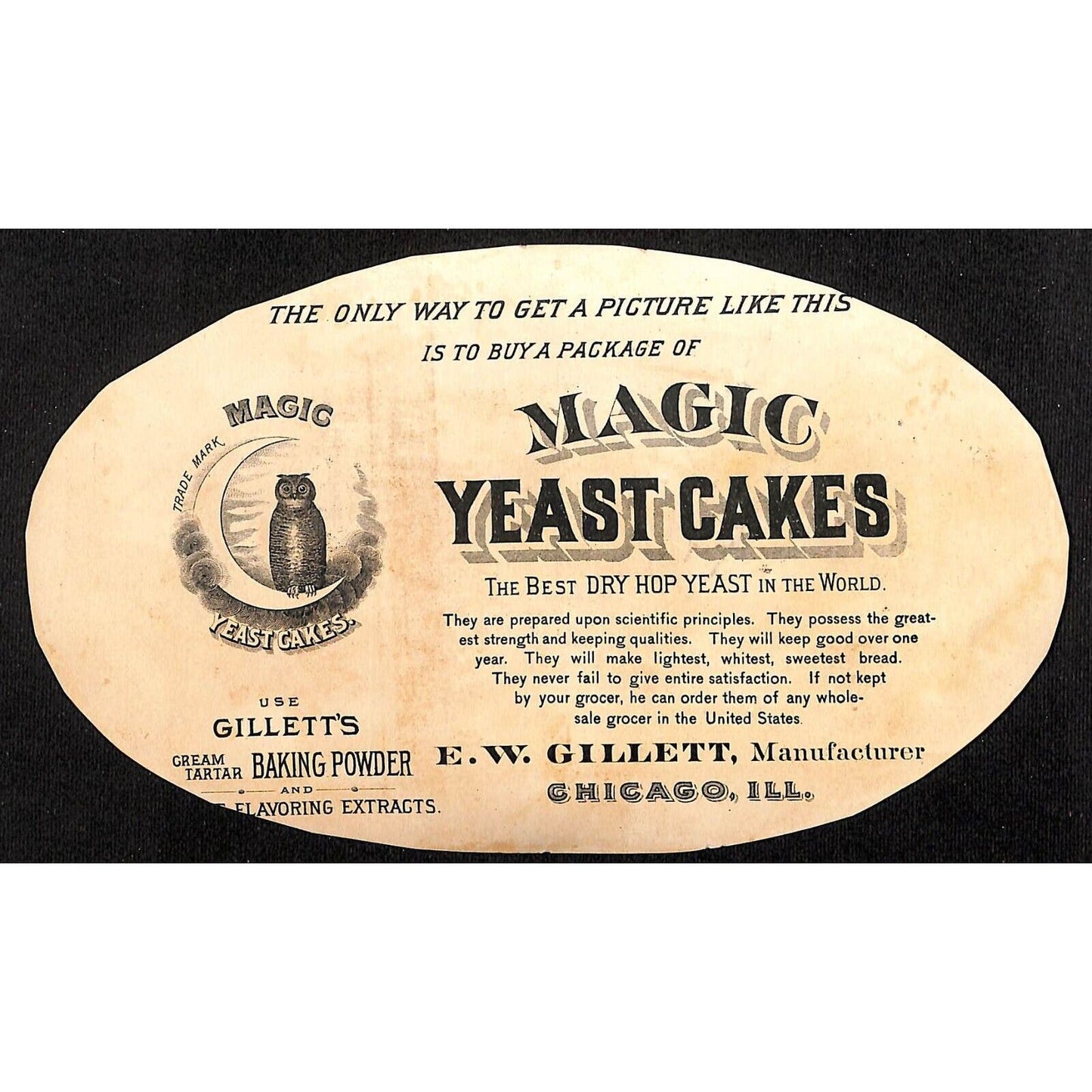 Magic Yeast Cakes E.W. Gillett Chicago Large Victorian Trade Card Trimmed