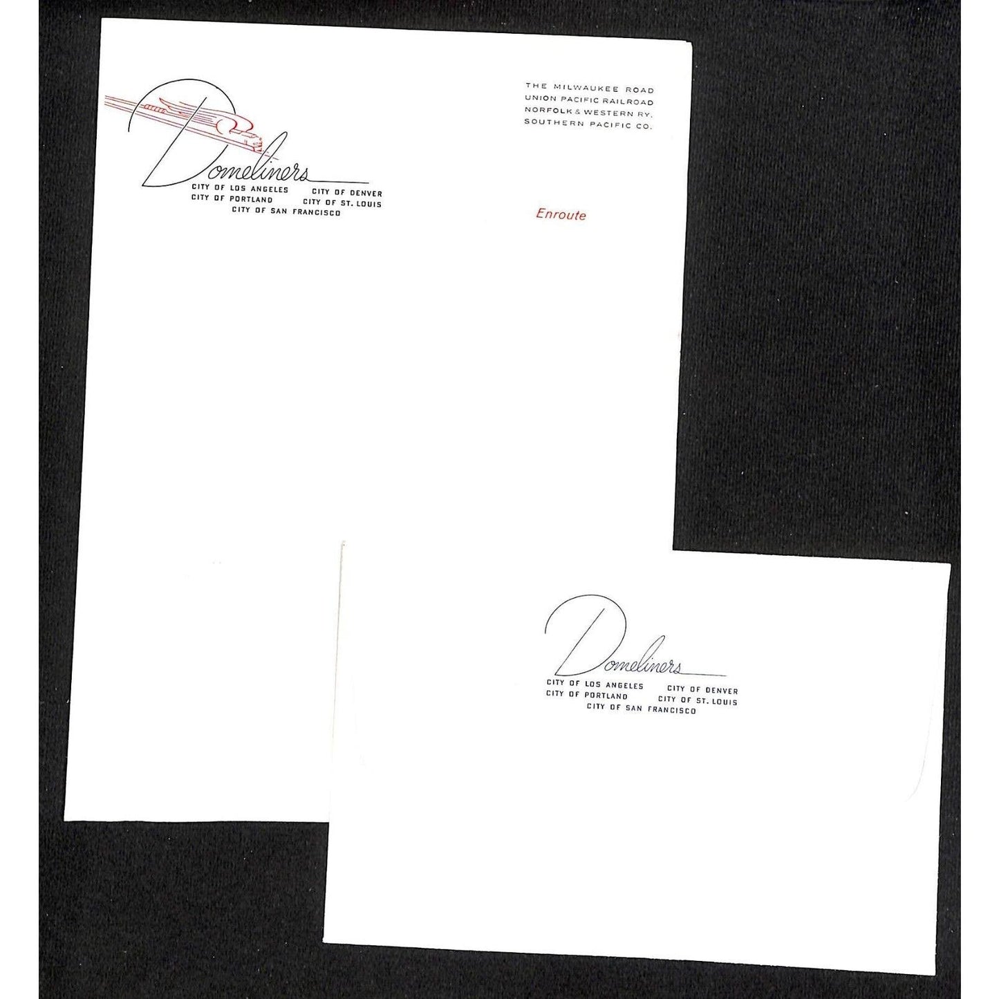 Domeliner Several Cities & Railroads Unused Enroute Stationary Envelope & Sheet
