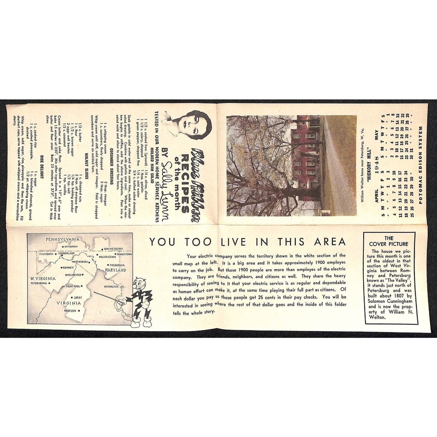 Potomac Edison Power Reddy Kilowatt 1948 "Expense Breakdown" Calendar Scarce