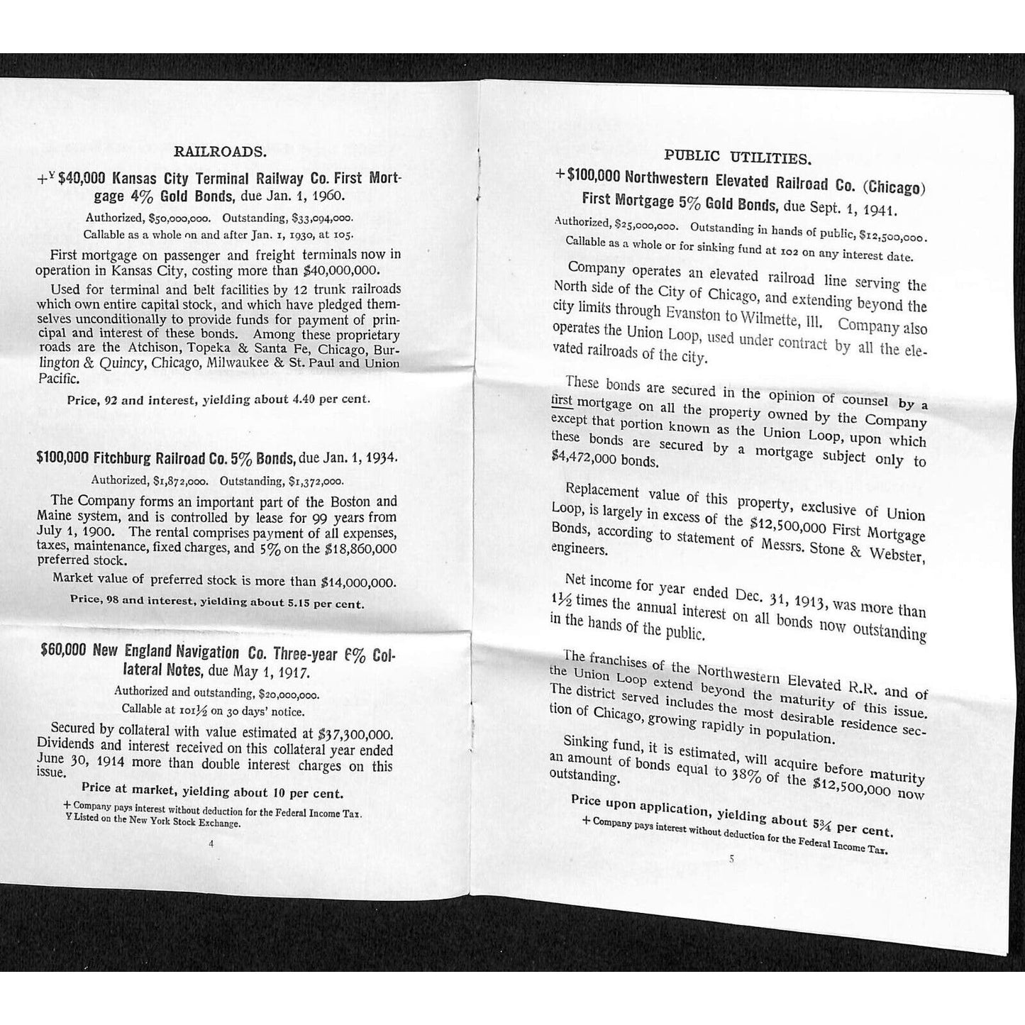 Newburgh ME Amos W. Knowlton* 1915 Boston Lee, Higginson Bond Offerings 12pp VGC