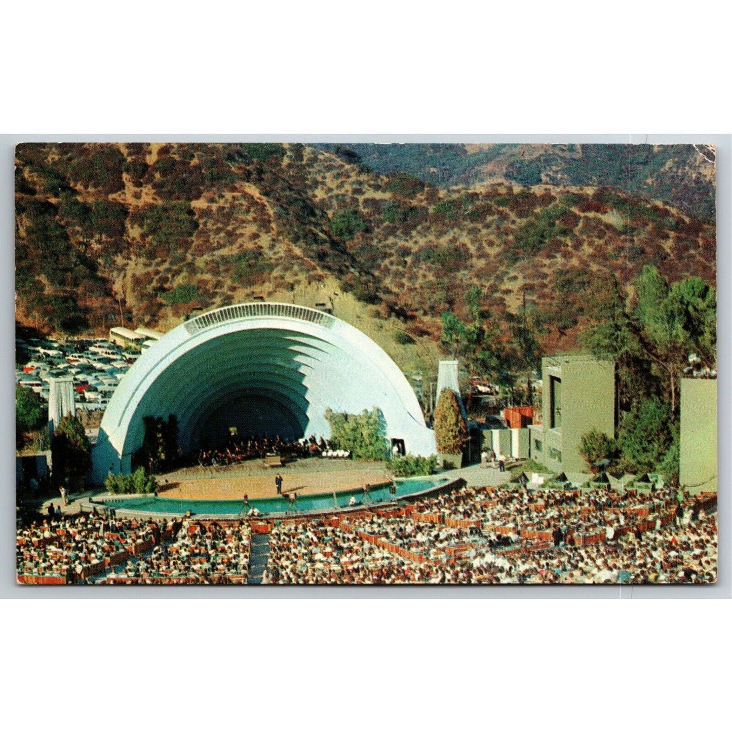 Vintage PPC Hollywood Bowl Postcard - Showing Pool Section at Front Stage