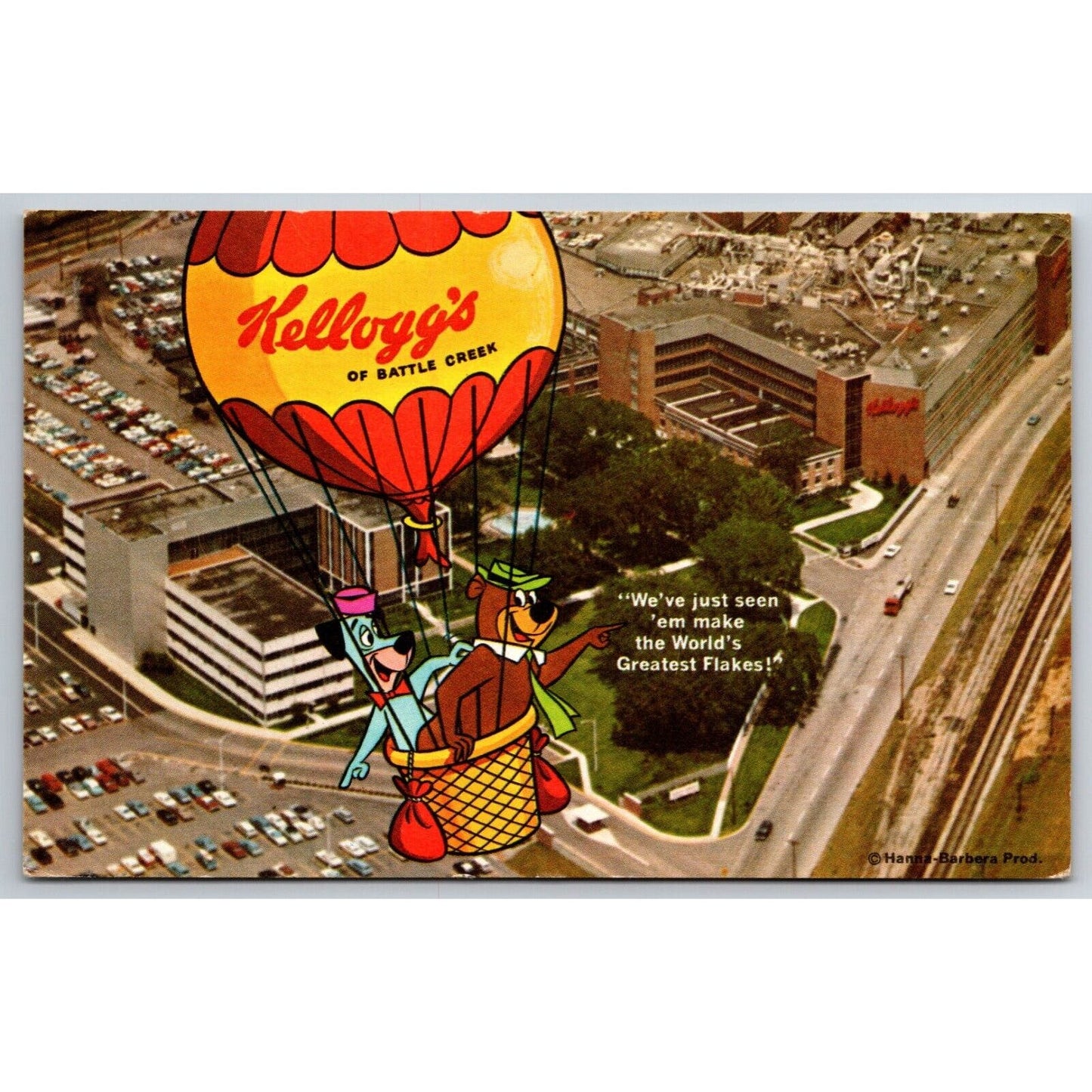 Kellogg Co. Battle Creek Yogi Bear Hanna Postcard PM 1966 Scarce VGC
