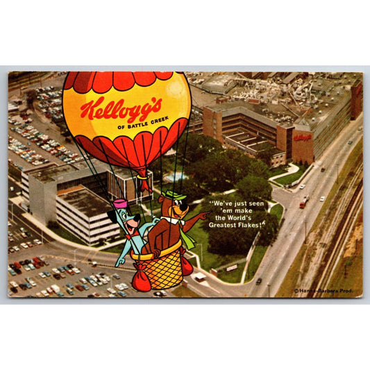 Kellogg Co. Battle Creek Yogi Bear Hanna Postcard PM 1966 Scarce VGC