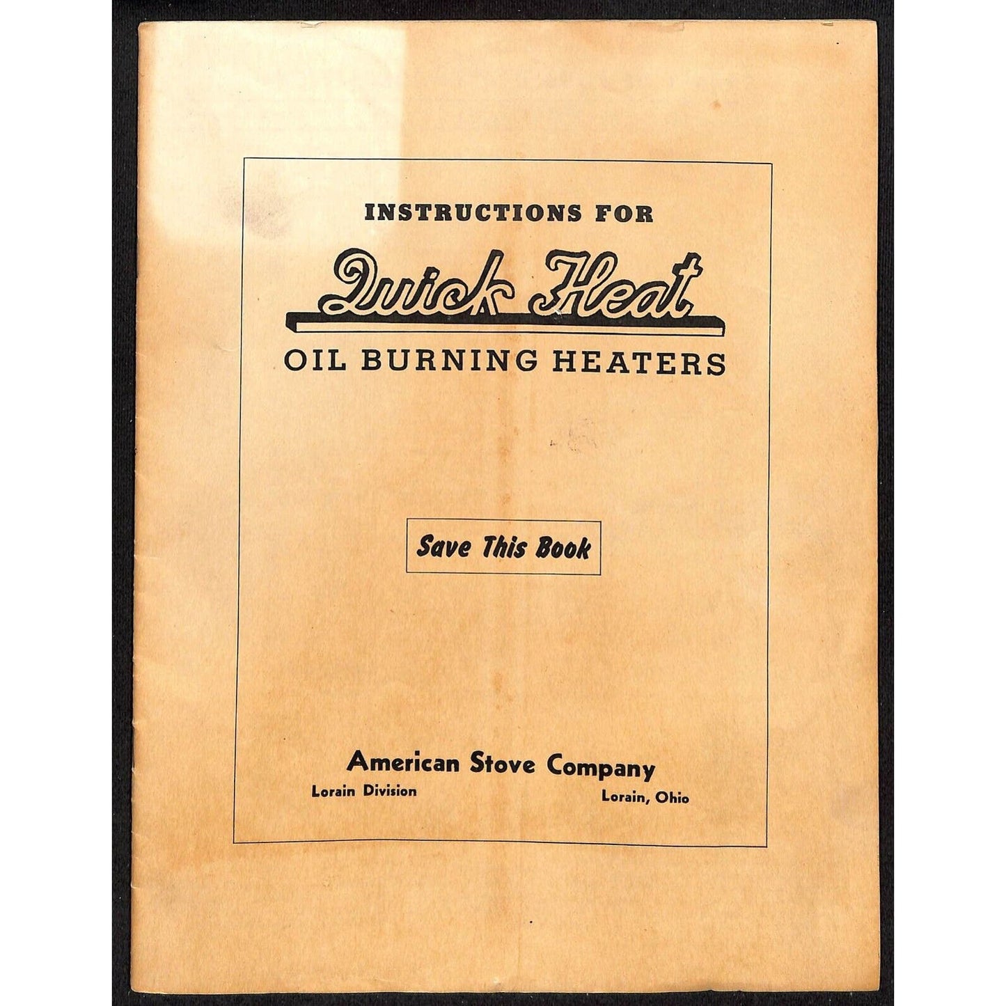 American Stove Co. Quick Heat Instructions 13pp w/ Envelope c1957 Scarce