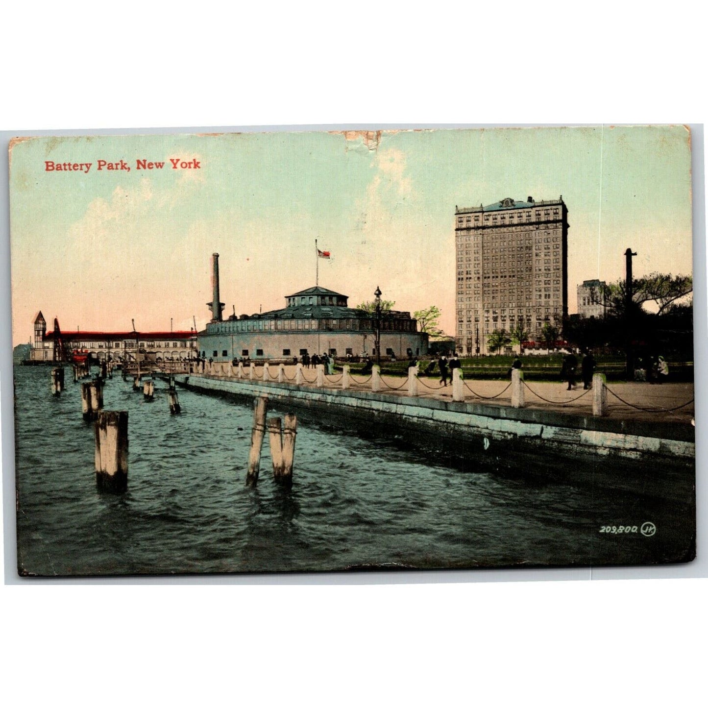 Vintage c1915 New York Postcard "Battery Park"