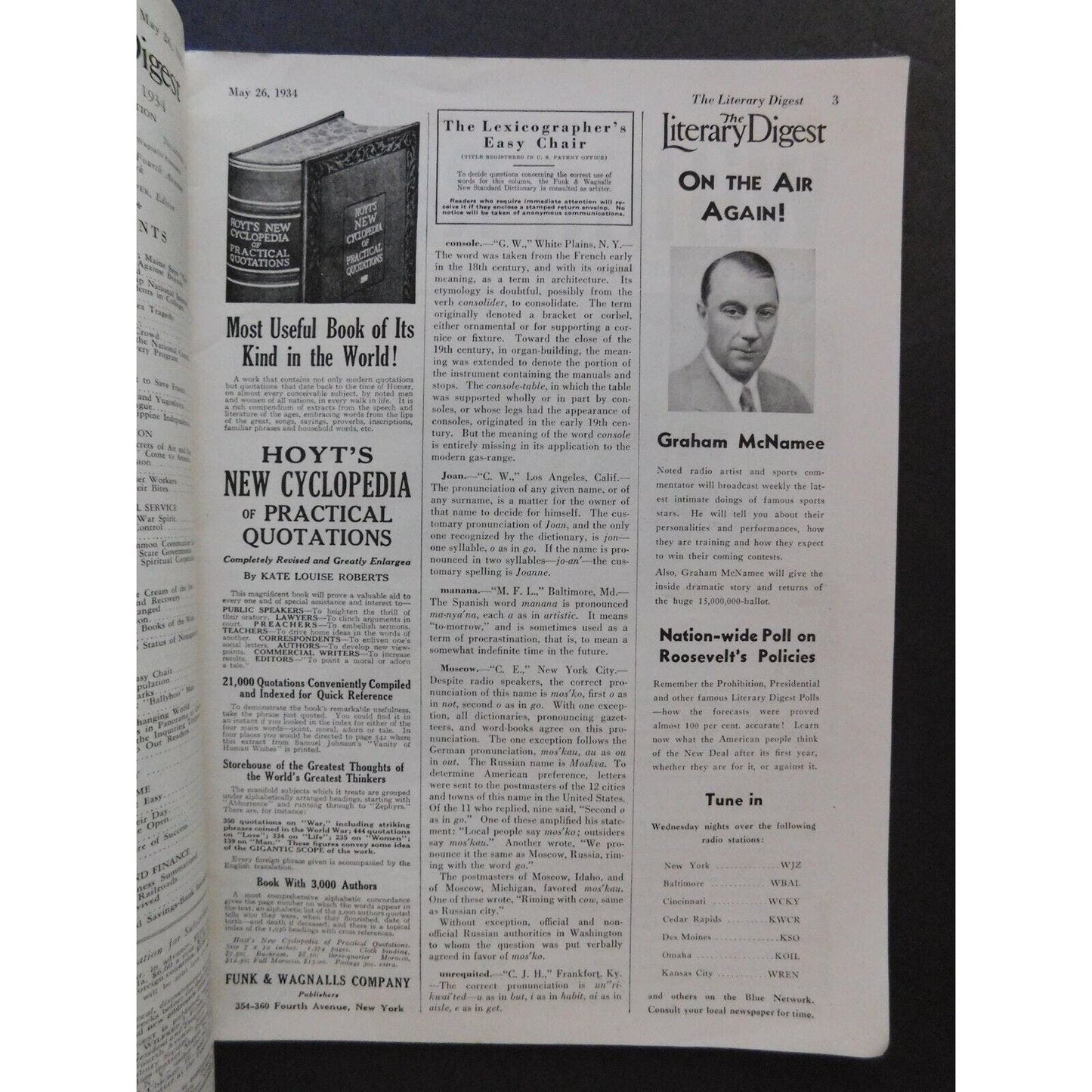 "The Literary Digest" May 26, 1934 Vol. 117 No. 2301 - 48 pgs.