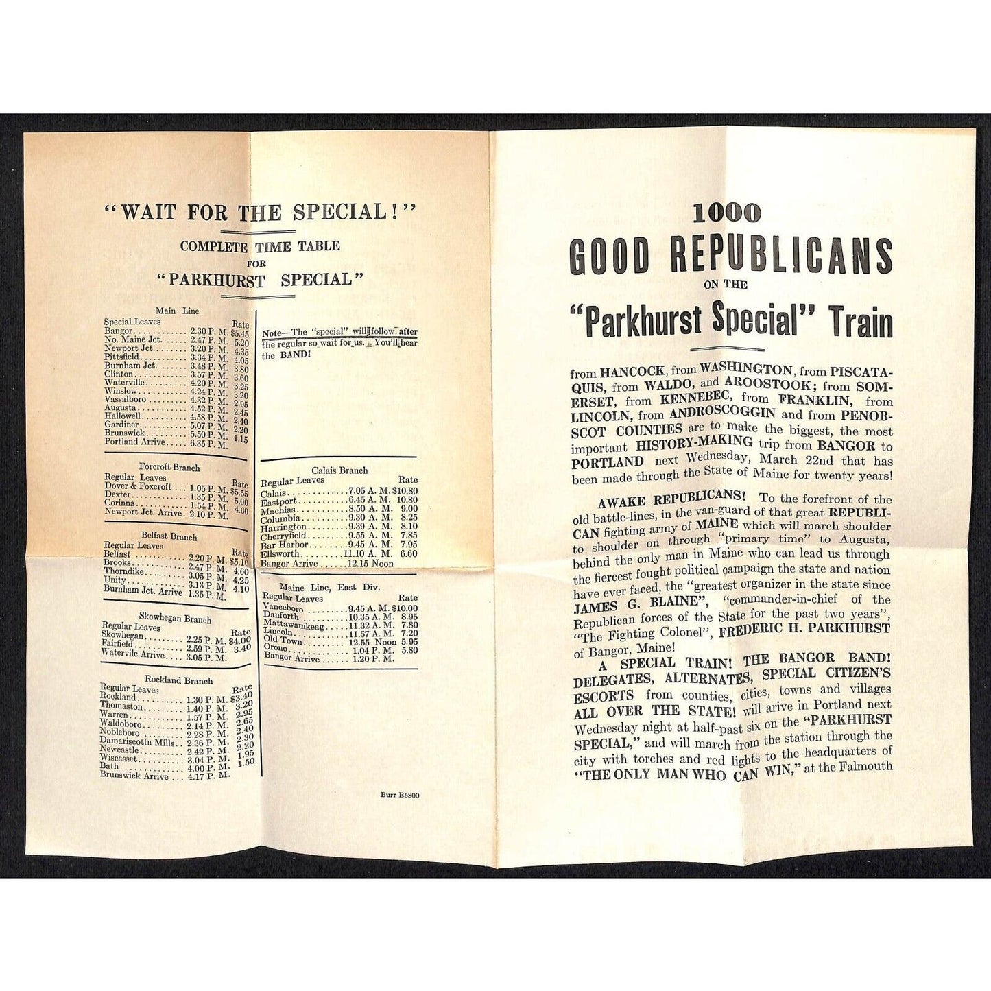 Newburgh, ME Amos W. Knowlton* 1916 "1000 Good Republicans"** Parkhurst Train