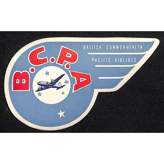 British Commonwealth Pacific Airlines (1946-54) BCPA Luggage Label
