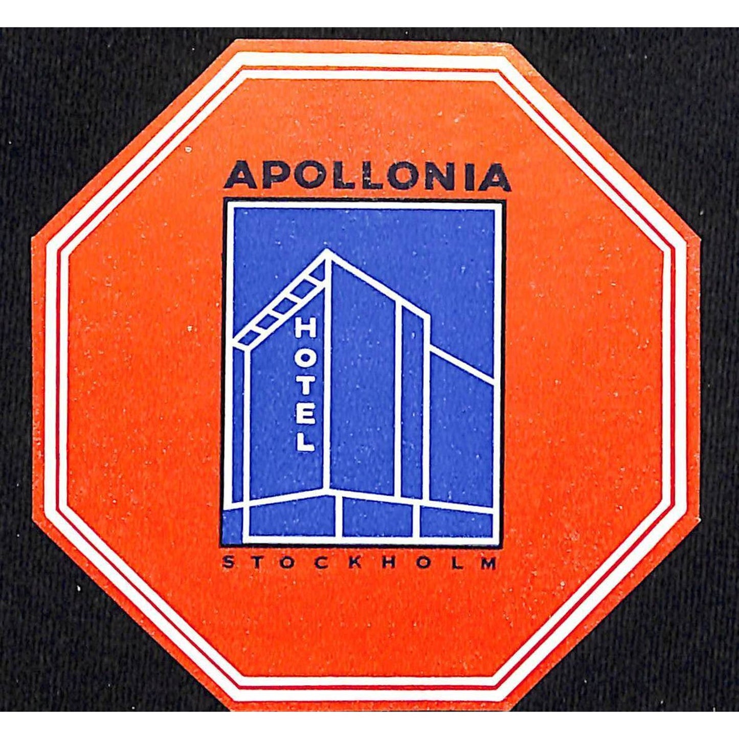 Apollonia Hotel Stockholm Luggage Label Vintage NOS Hexagon