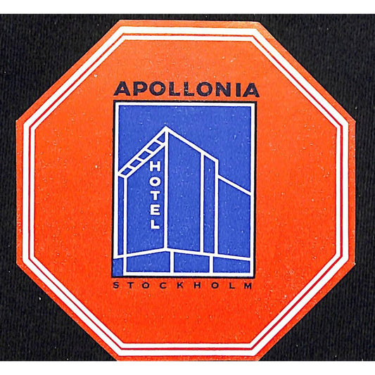 Apollonia Hotel Stockholm Luggage Label Vintage NOS Hexagon
