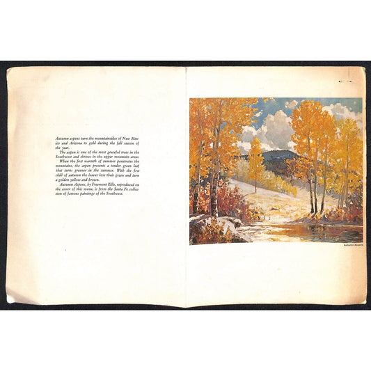 c1962 Santa Fe Railroad Luncheon Menu "Autumn Aspens"