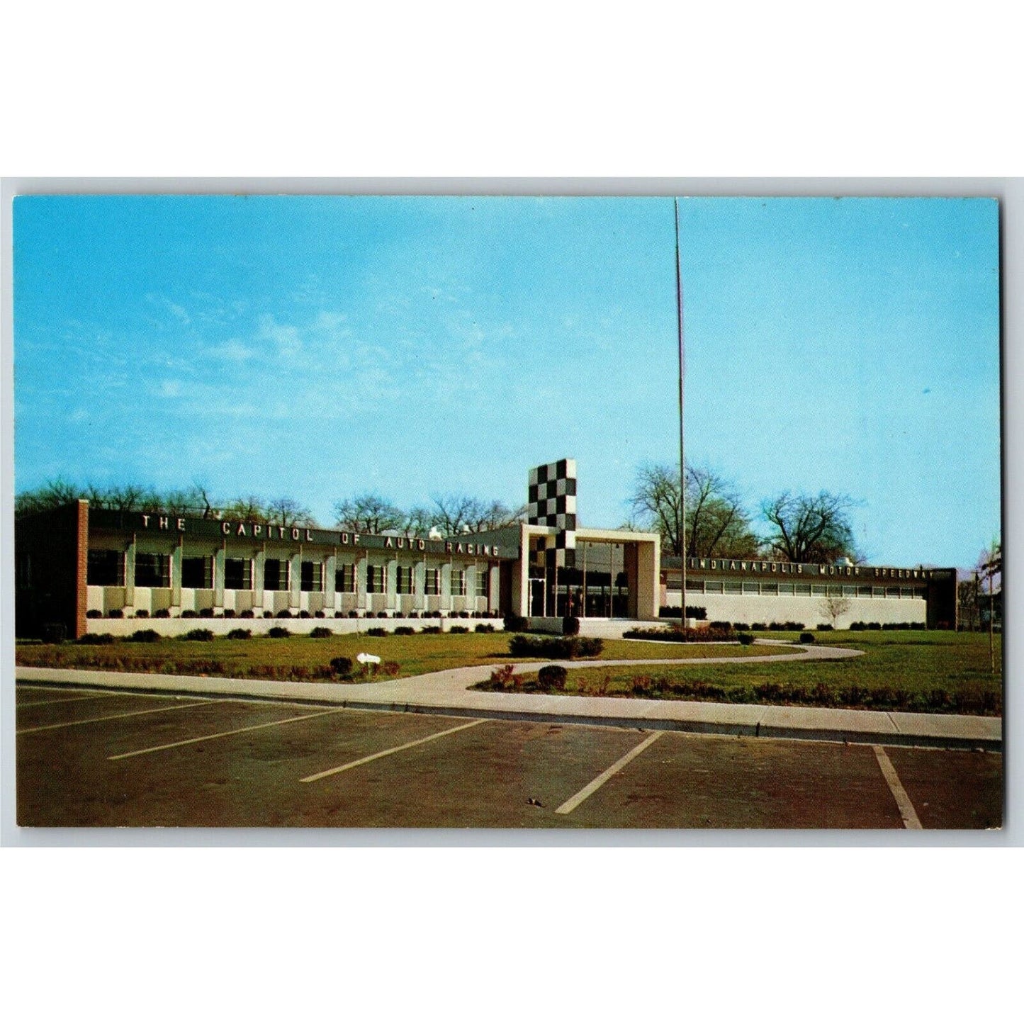 Indy 500 Postcard 1956 "500 Mile Museum Famous Racecars of Former Years..." VGC