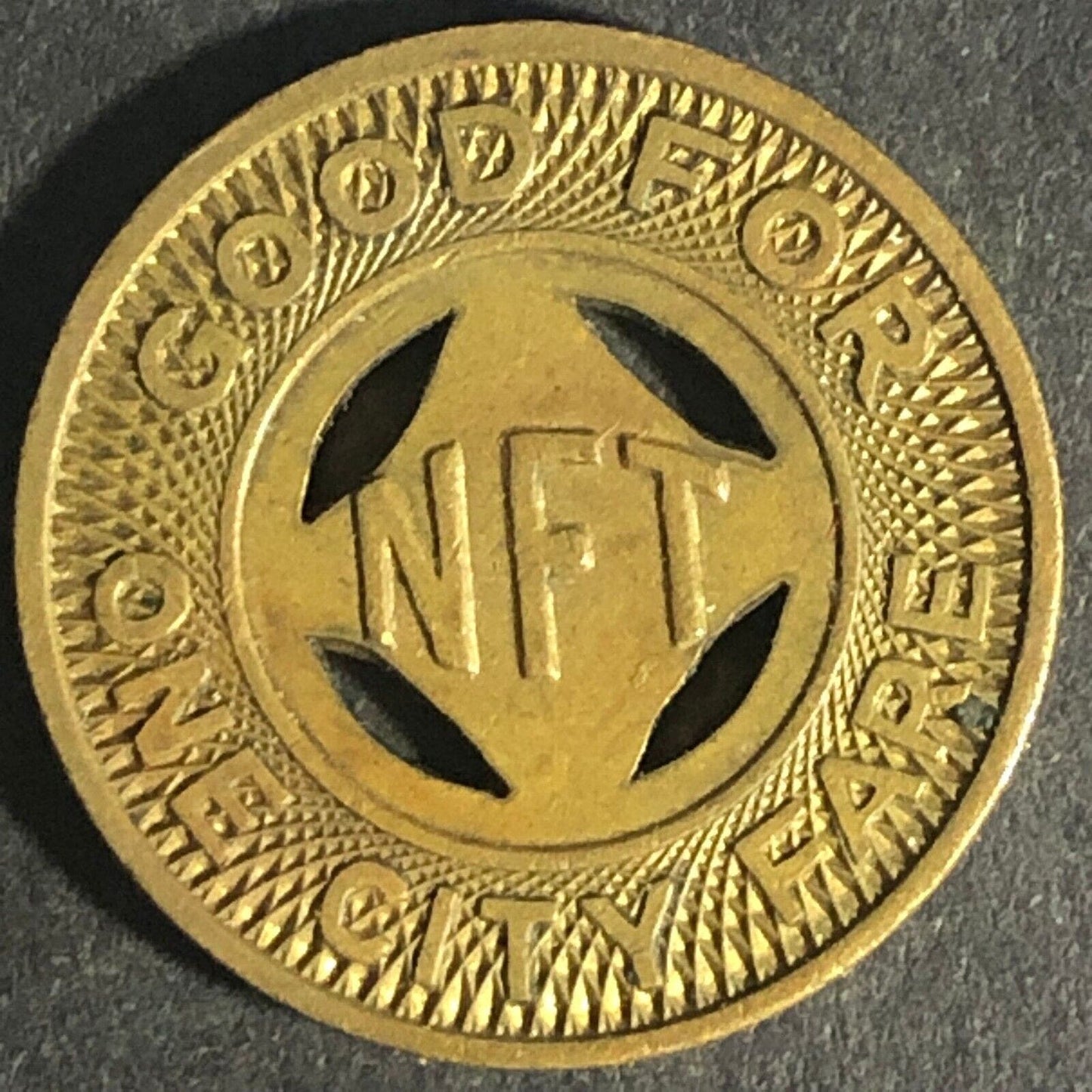 Niagara Falls New York G/F One City Fare Brass Transit Token 20mm Scarce