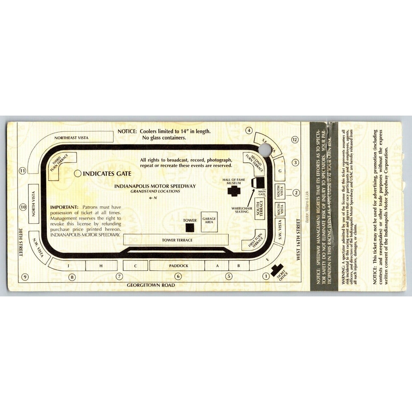 1997 Indianapolis 500 Ticket Stub Racing IMS Buddy Lazier - seat 17 - Damage
