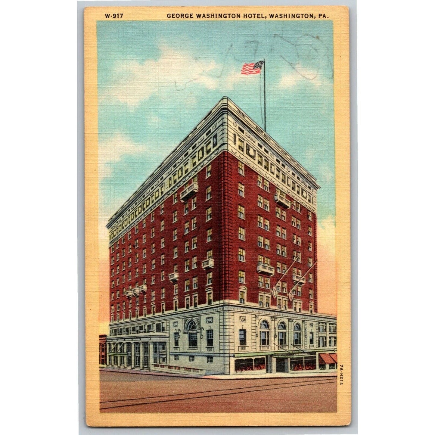 Vintage Linen Postcard George Washington Hotel, Washington , PA