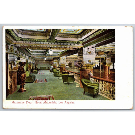Hotel Alexandria Mezzanine Floor Los Angeles Postcard c1907 Unposted VGC