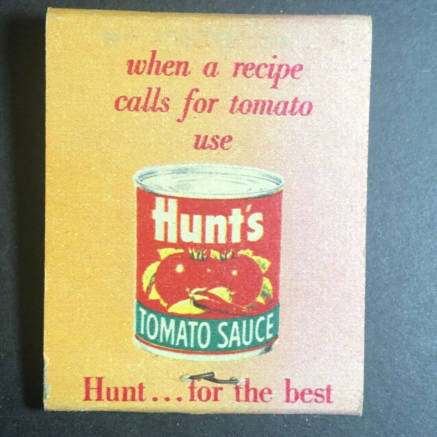 1960's Full Matchbook - Hunt's Tomato Sauce w/ Spaghetti & Meat Sauce Recipe